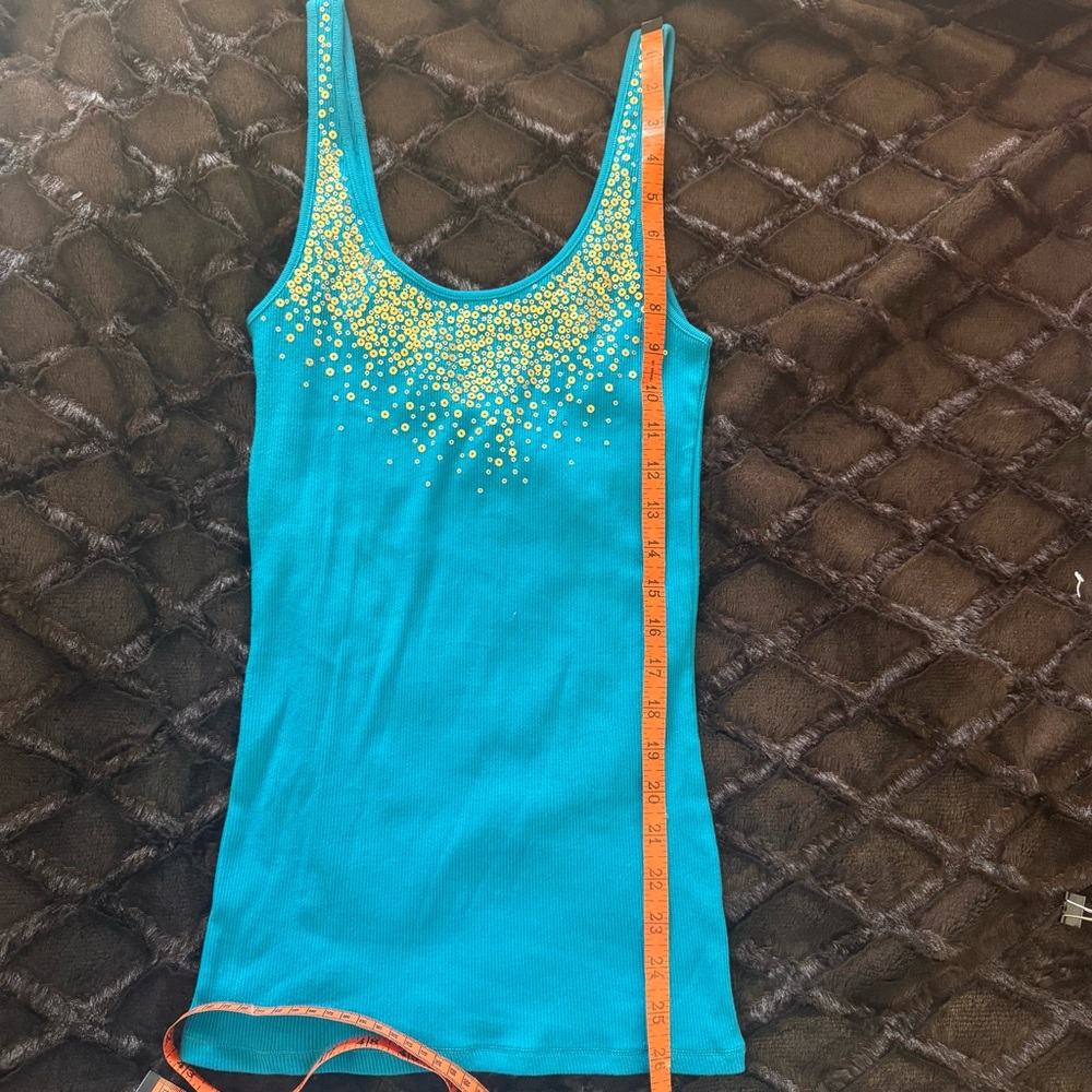 Victoria's Secret "Tee Shop" turquoise sequin embellished tank top